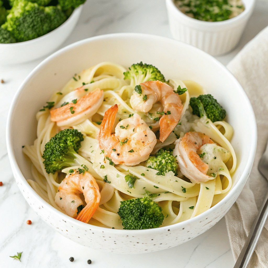Broccoli Shrimp Alfredo Recipe - Recipe Image