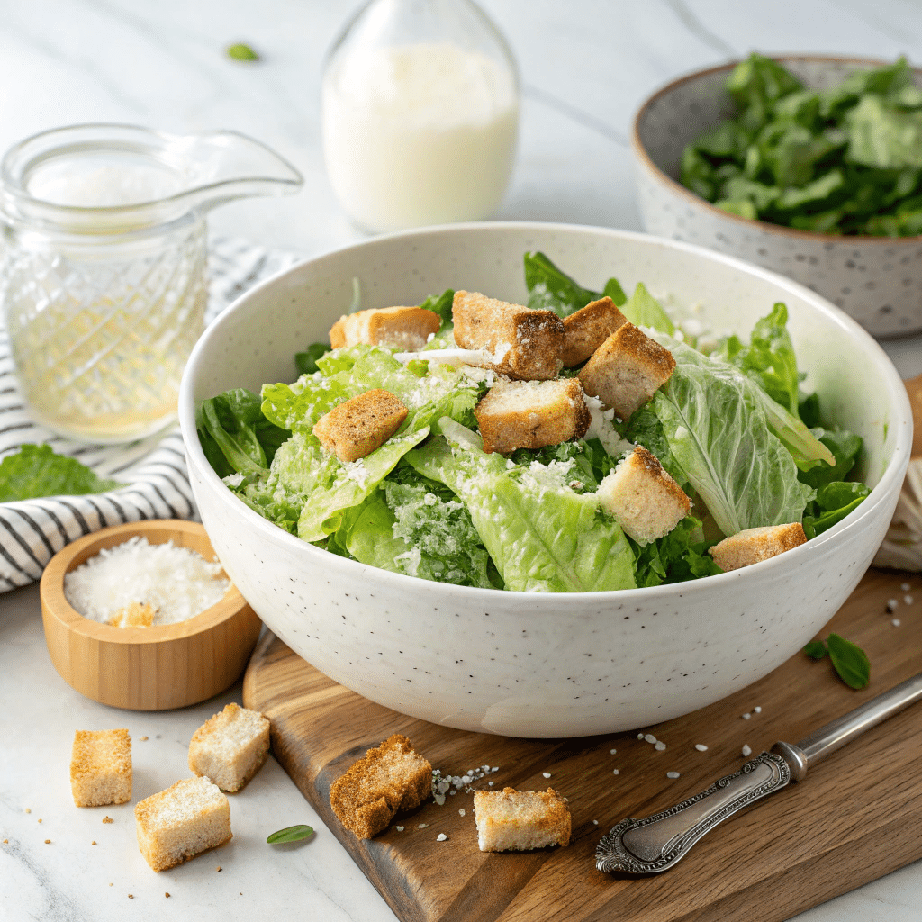 Classic Caesar Salad with Homemade Croutons Recipe - Recipe Image