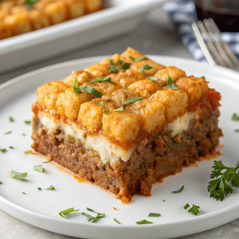 Cheesy Tater Tot Meatloaf Casserole Recipe