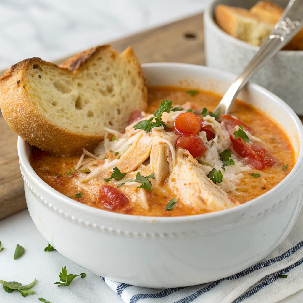 Crockpot Creamy Chicken Parmesan Soup Recipe - Recipe Image