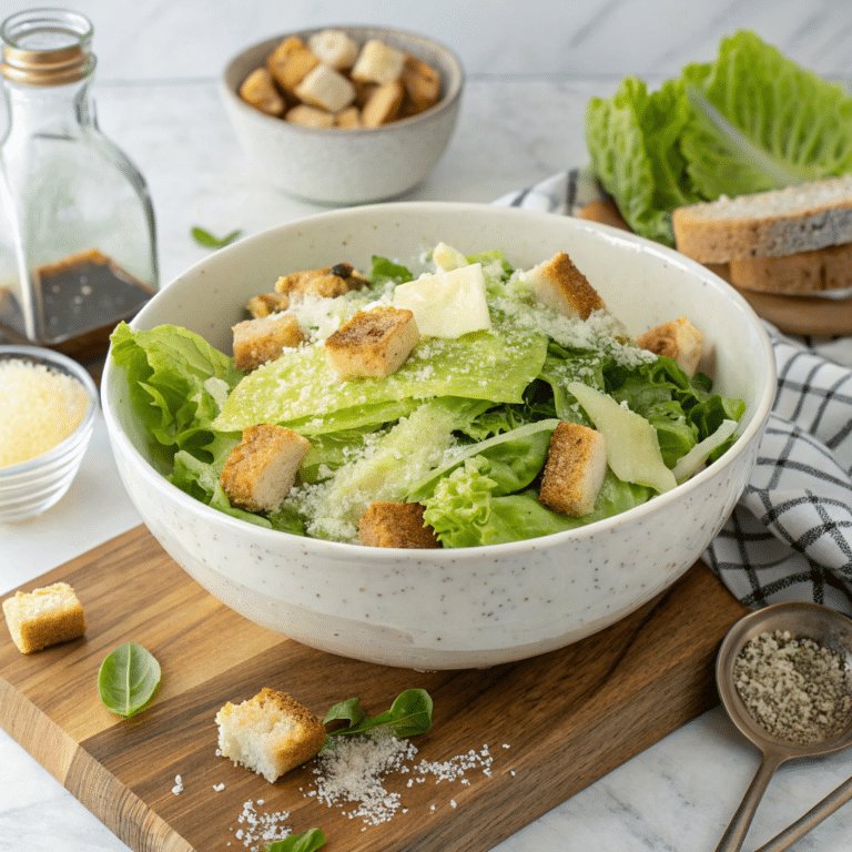 Classic Caesar Salad with Homemade Croutons Recipe
