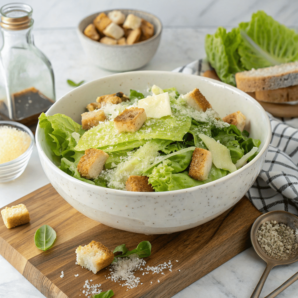 Classic Caesar Salad with Homemade Croutons Recipe