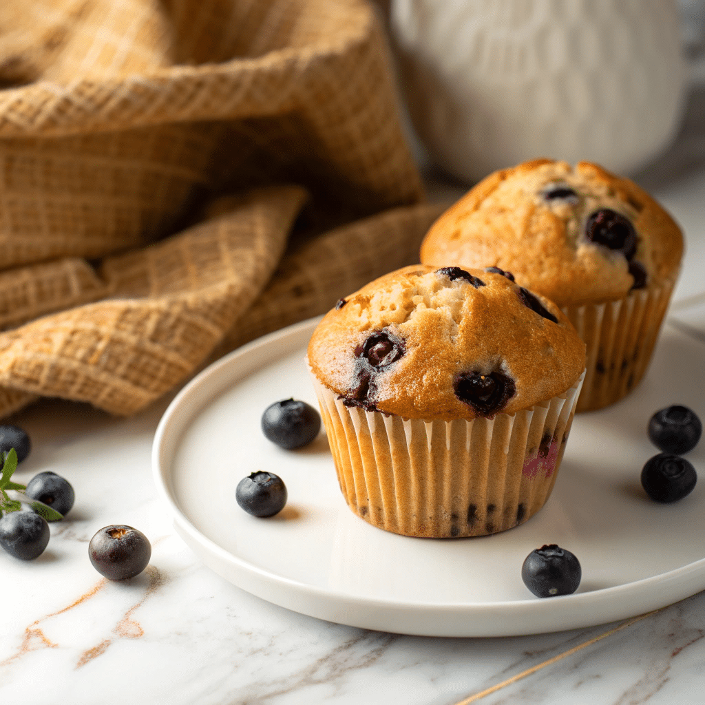 Keto Low-Carb Almond Flour Yogurt Blueberry Muffins Recipe - Recipe Image