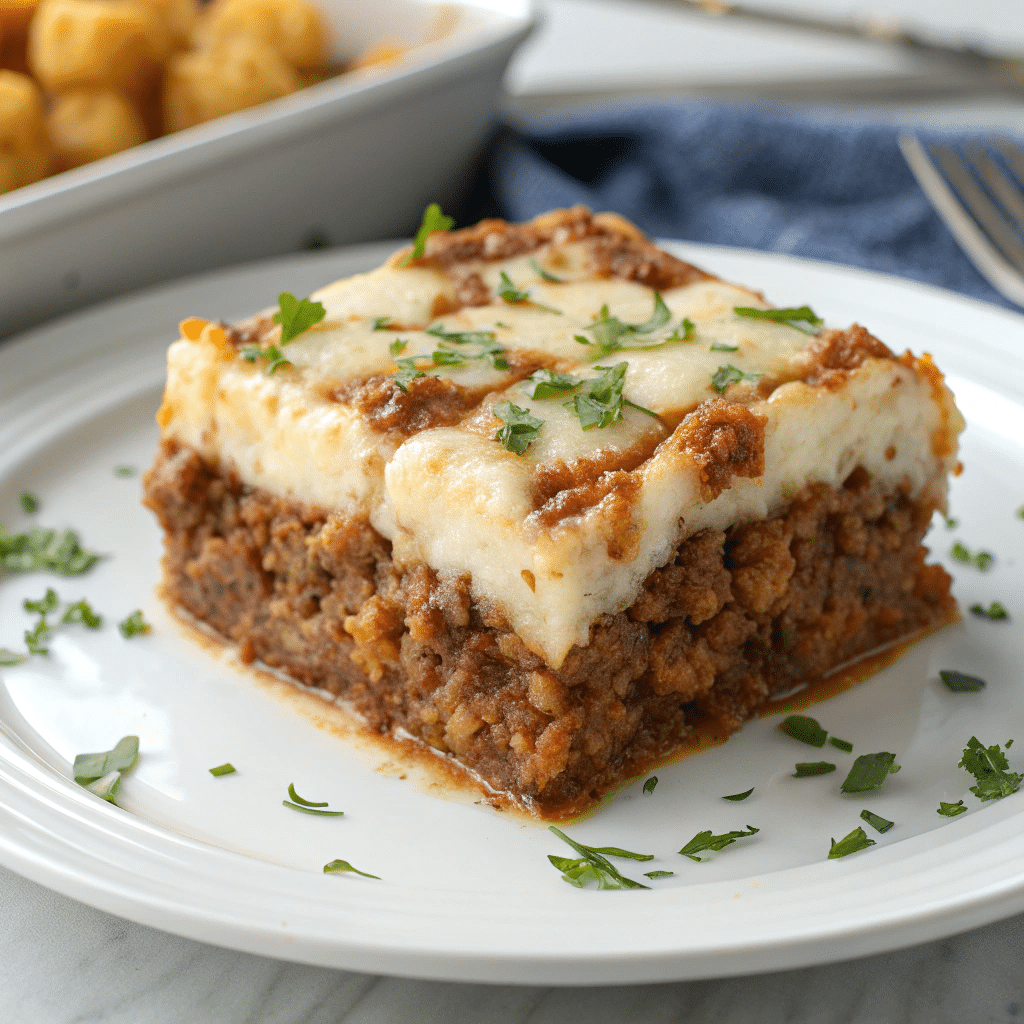 Cheesy Tater Tot Meatloaf Casserole Recipe - Recipe Image