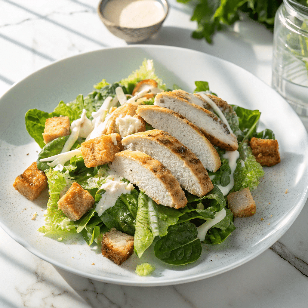 Best Chicken Caesar Salad with Homemade Croutons Recipe - Recipe Image