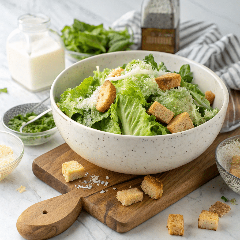 Classic Caesar Salad with Homemade Croutons Recipe - Recipe Image