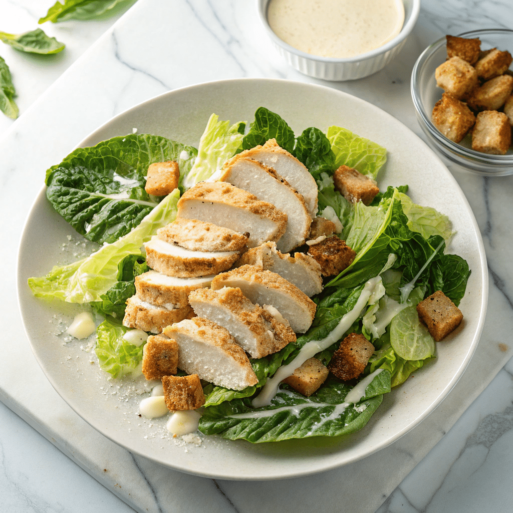 Best Chicken Caesar Salad with Homemade Croutons Recipe - Recipe Image
