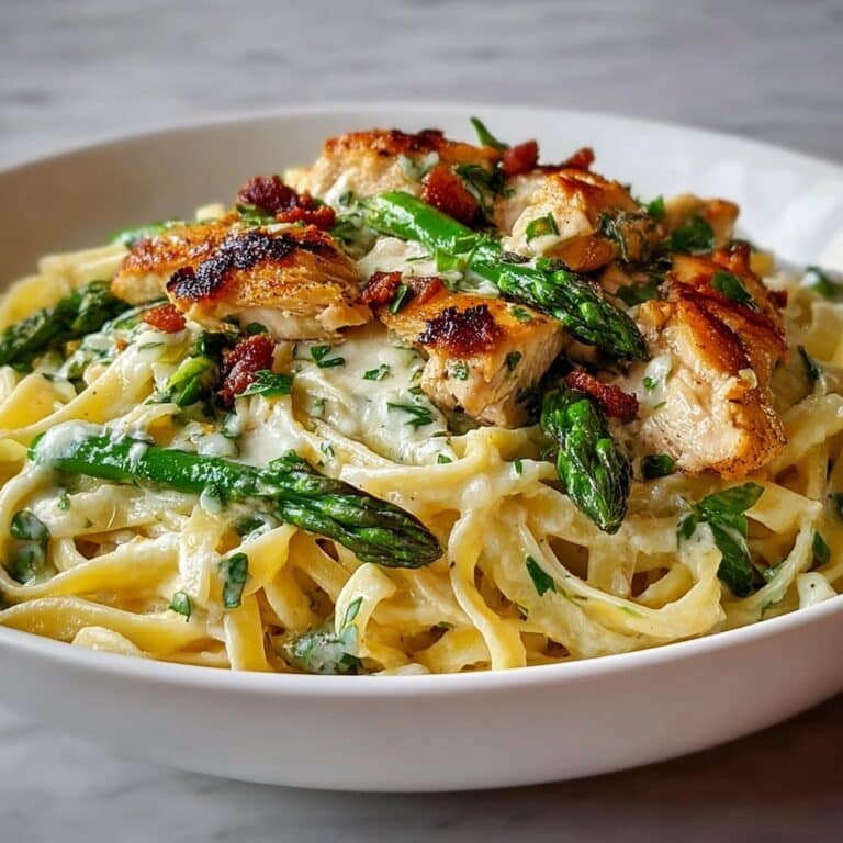 Creamy Asiago Chicken Asparagus Pasta Recipe