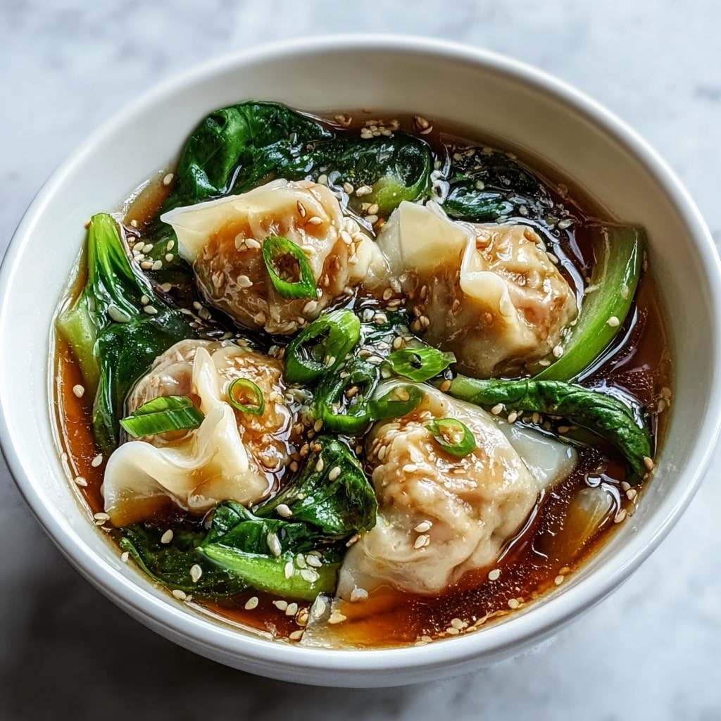 Asian Dumplings in Spicy Ginger Bok Choy Broth Recipe - Recipe Image