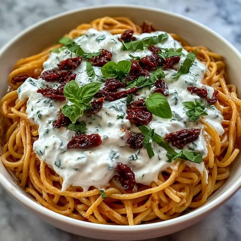 Creamy Roasted Red Pepper Pasta with Burrata Recipe