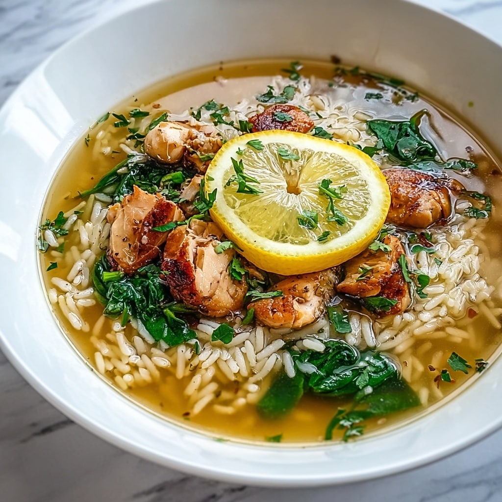 Lemon Chicken Orzo Soup with Spinach Recipe - Recipe Image