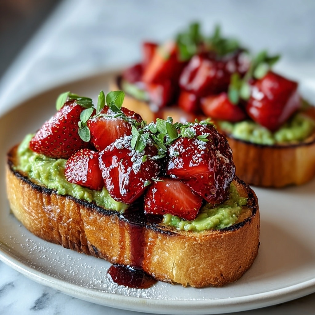 Galentine's Avocado Toast with Strawberries and Balsamic Glaze Recipe - Recipe Image