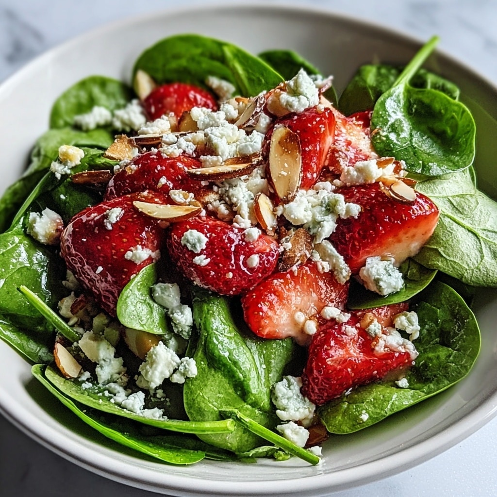 Fresh Strawberry Spinach Salad with Feta and Toasted Almonds Recipe - Recipe Image