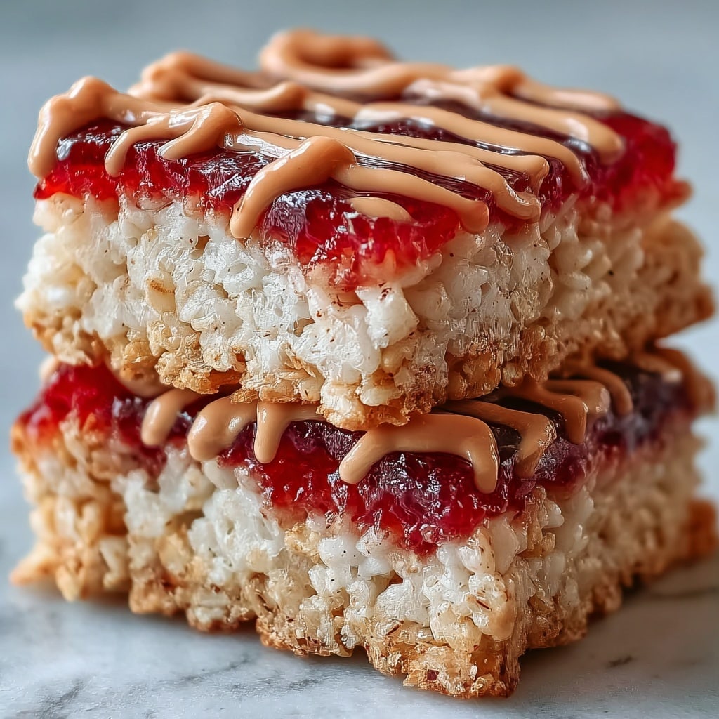 High-Protein PB&J Rice Krispie Bars Recipe - Recipe Image