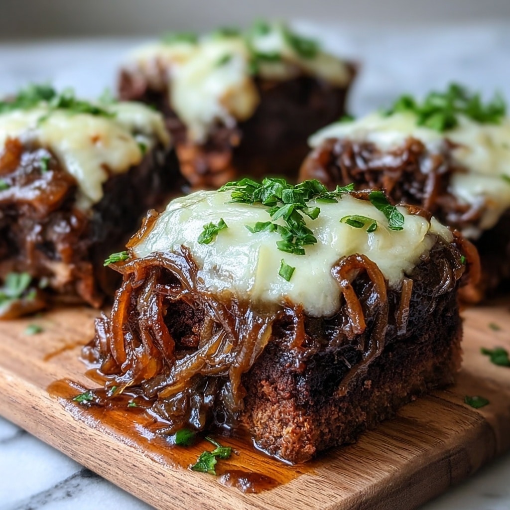 Savory Crock Pot French Onion Roast with Melted Cheese Recipe - Recipe Image