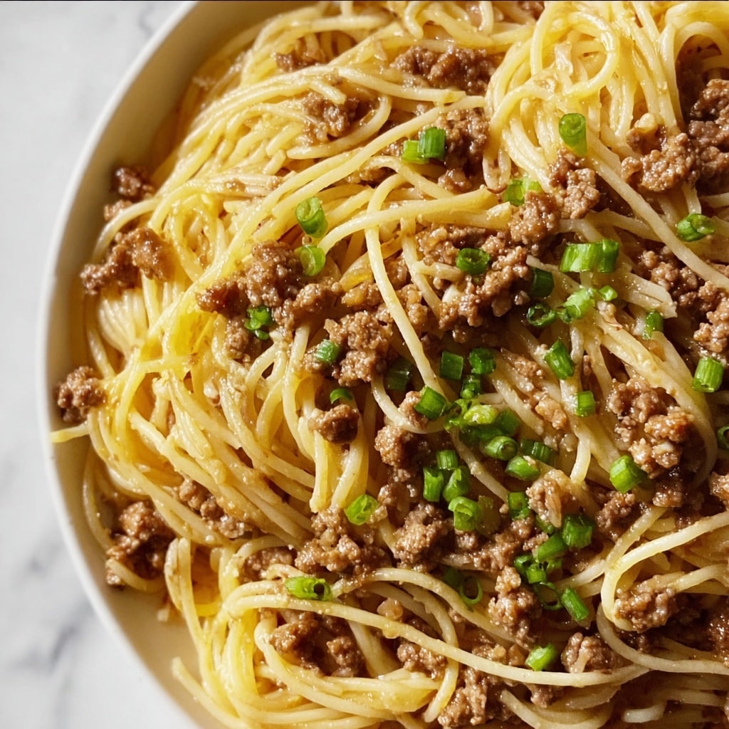 Asian-Style Ground Beef Spaghetti Recipe - Recipe Image