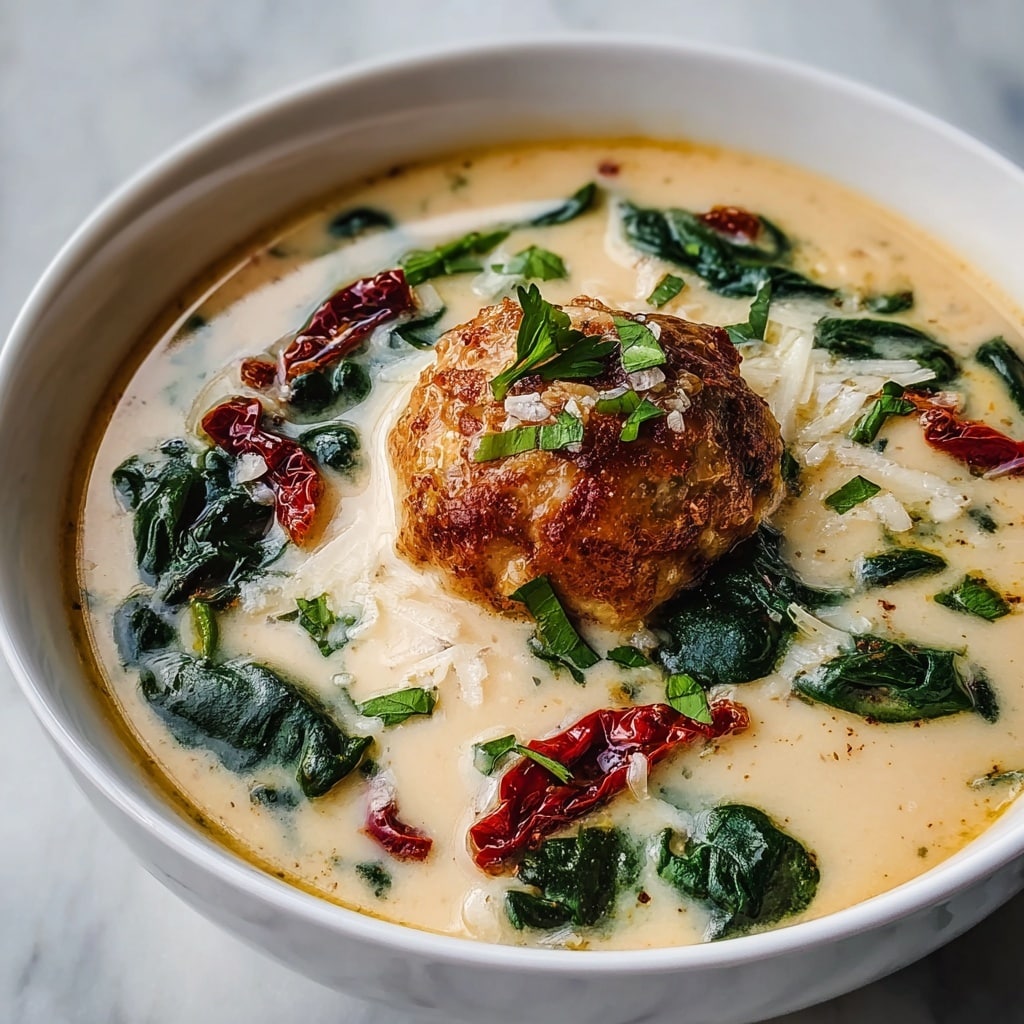 Creamy Tuscan Turkey Meatball Soup Recipe - Recipe Image