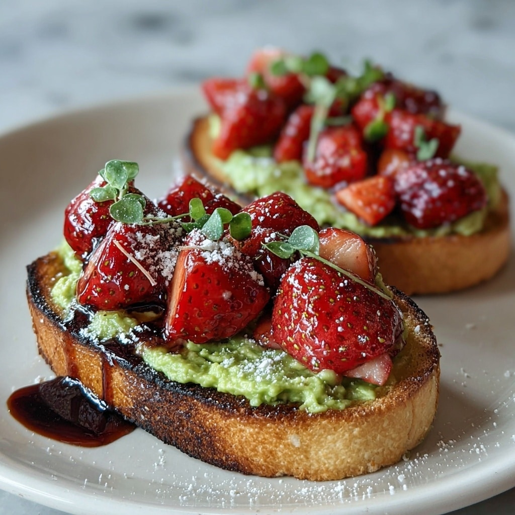 Galentine's Avocado Toast with Strawberries and Balsamic Glaze Recipe - Recipe Image