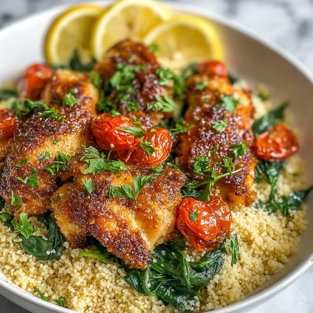 One-Pan Garlic Butter Chicken Couscous Recipe - Recipe Image