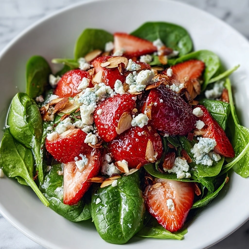 Fresh Strawberry Spinach Salad with Feta and Toasted Almonds Recipe - Recipe Image