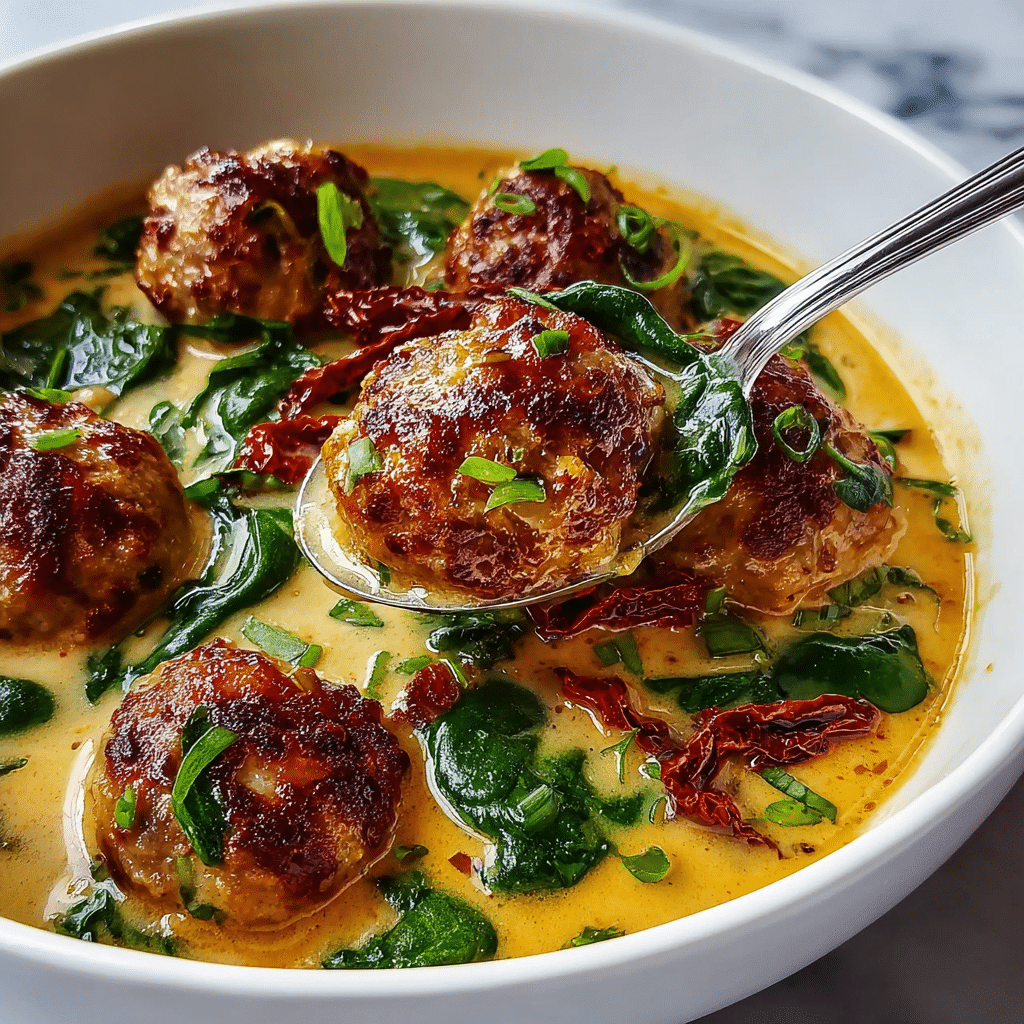 Creamy Tuscan Turkey Meatball Soup Recipe - Recipe Image