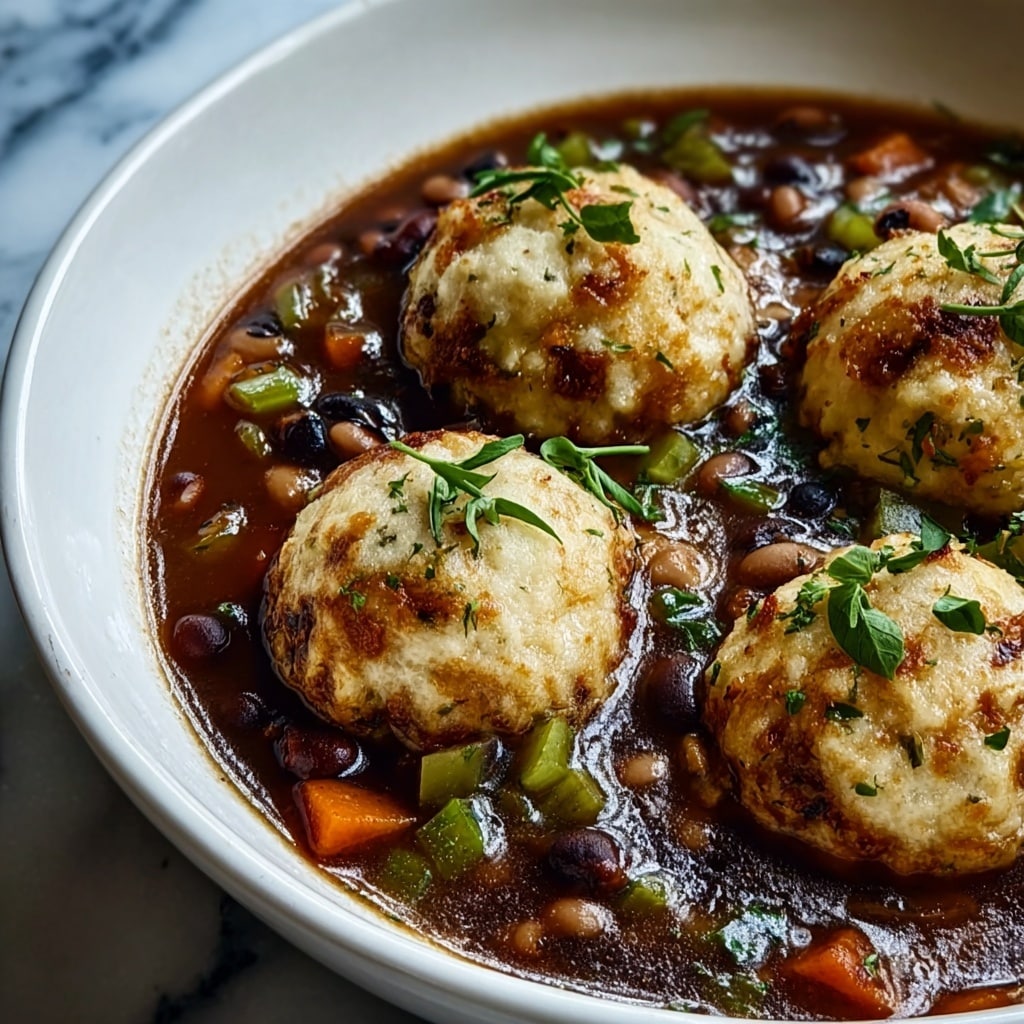 Black-Eyed Peas and Sausage Dumplings Recipe - Recipe Image