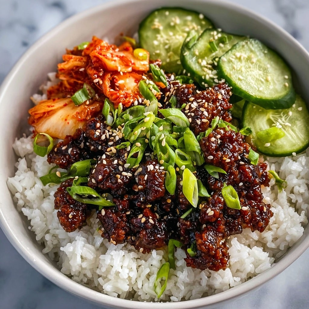 Korean Ground Beef Bowl with Gochujang and Vegetables Recipe - Recipe Image