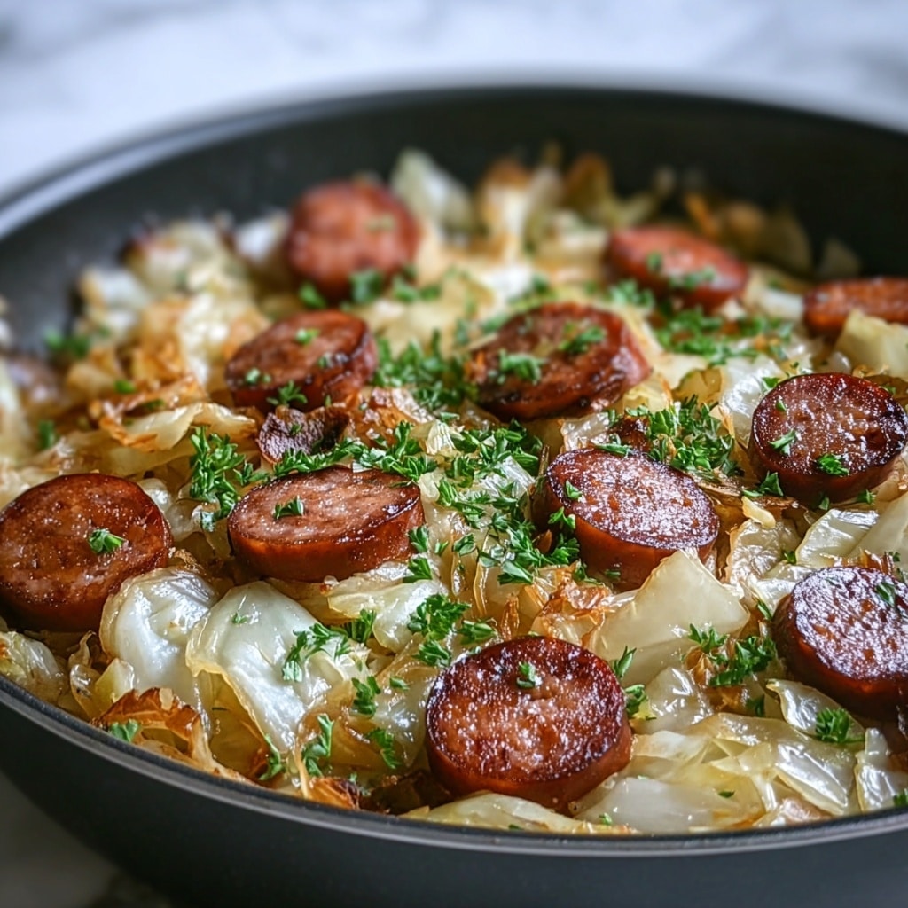 Smothered Cabbage with Sausage Skillet Recipe - Recipe Image