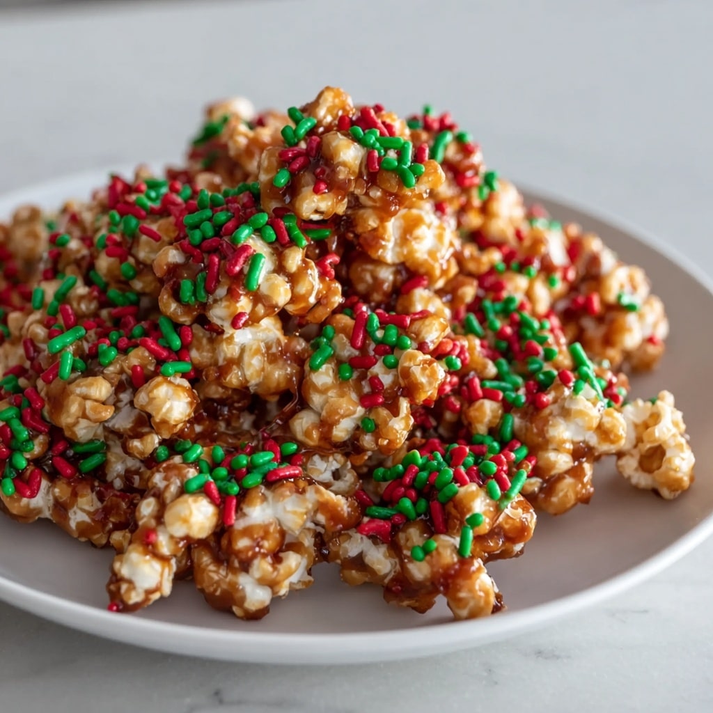 Popcorn Clusters with Festive Red and Green Sprinkles Recipe