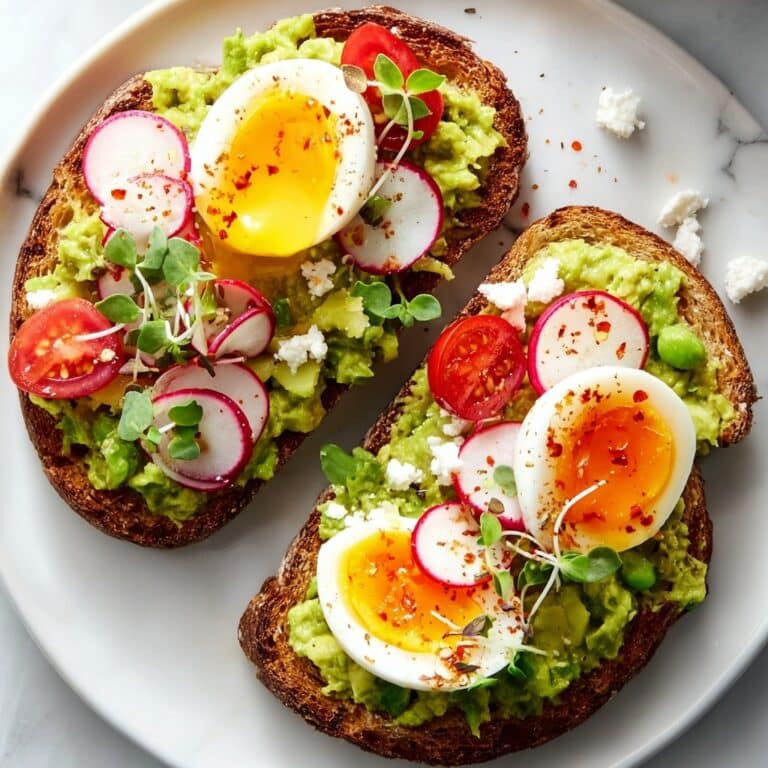 Loaded Avocado Toast with Jammy Eggs and Fresh Garden Veggies Recipe