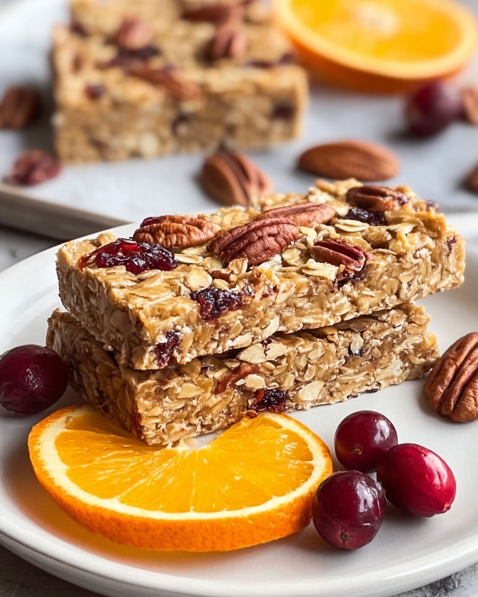 Cranberry, Orange & Pecan Oatmeal Bars Recipe - Recipe Image