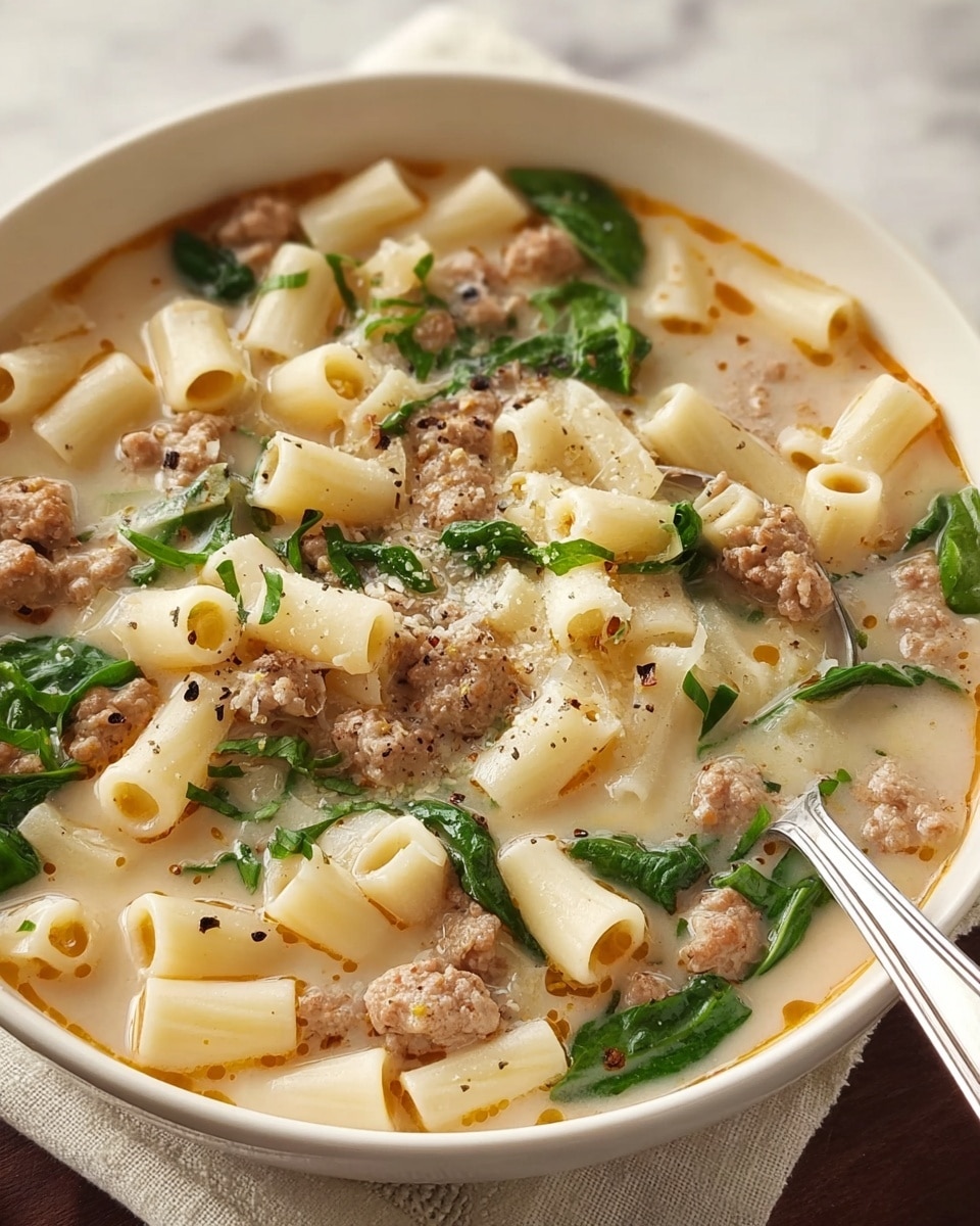 Creamy Parmesan Italian Sausage Ditalini Soup Recipe - Recipe Image