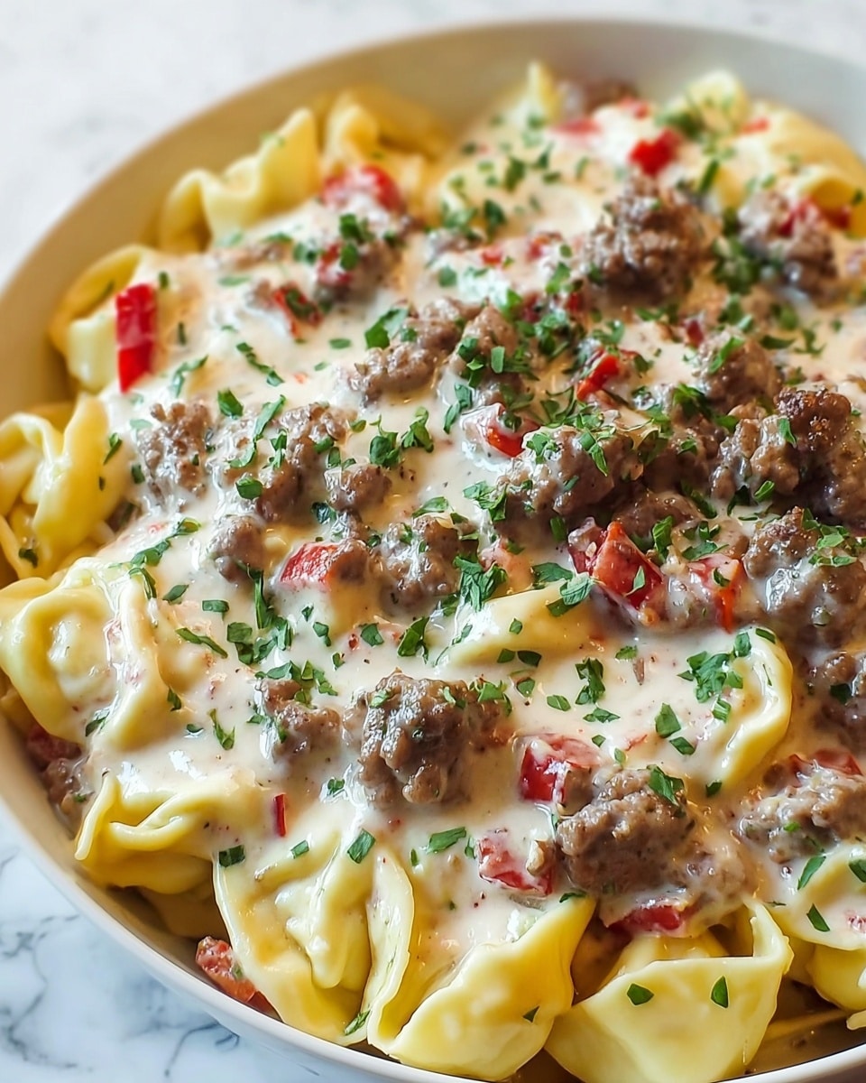 Philly Cheesesteak Tortellini Pasta Recipe - Recipe Image
