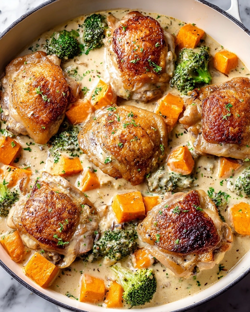 Creamy Garlic Chicken & Vegetables Recipe - Recipe Image
