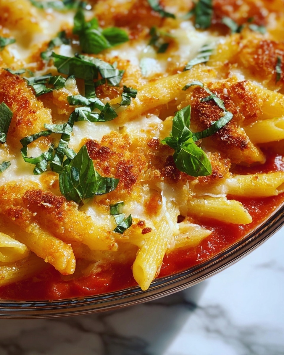Chicken Parmesan Casserole with Penne Pasta Recipe - Recipe Image