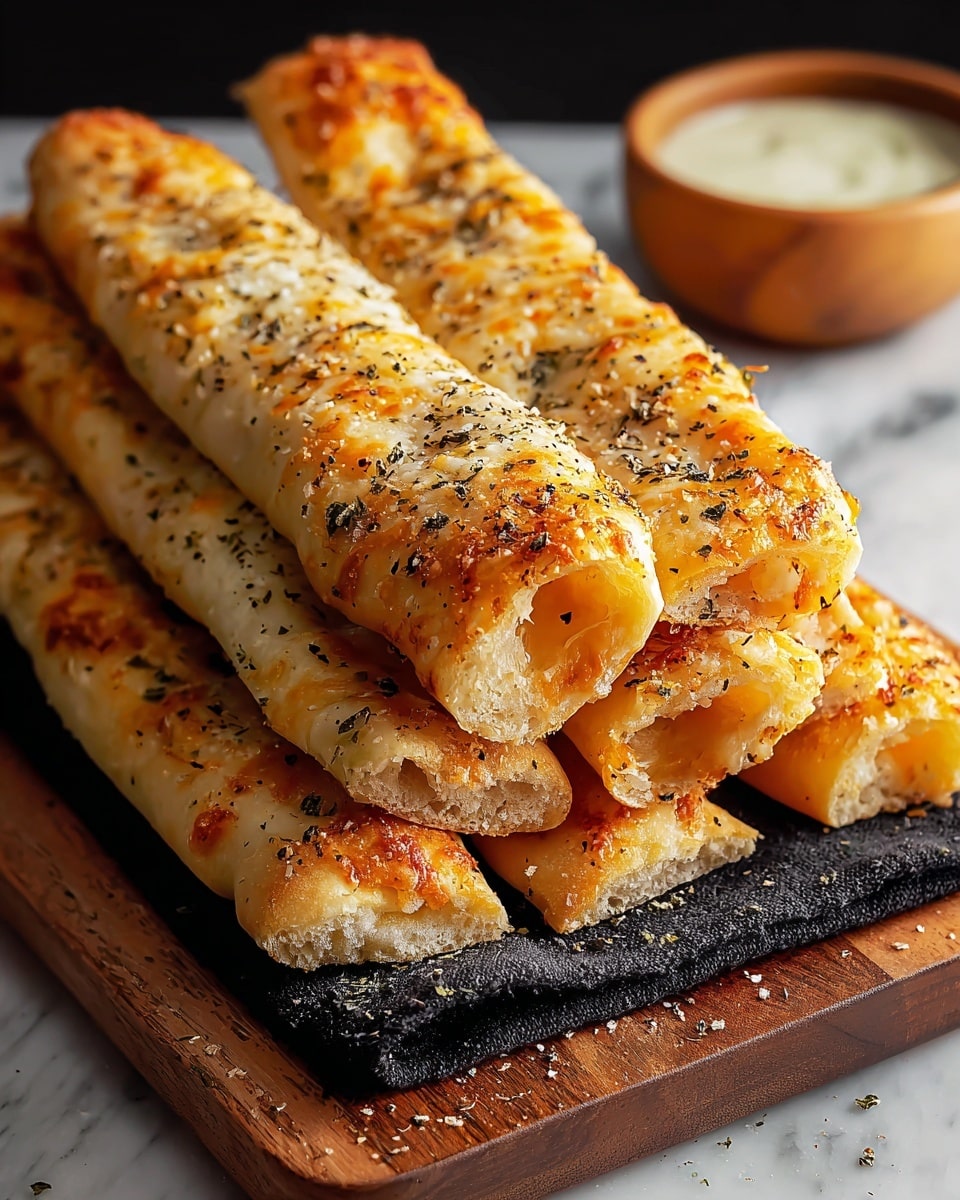 Golden Sourdough Cheesy Breadsticks Recipe - Recipe Image