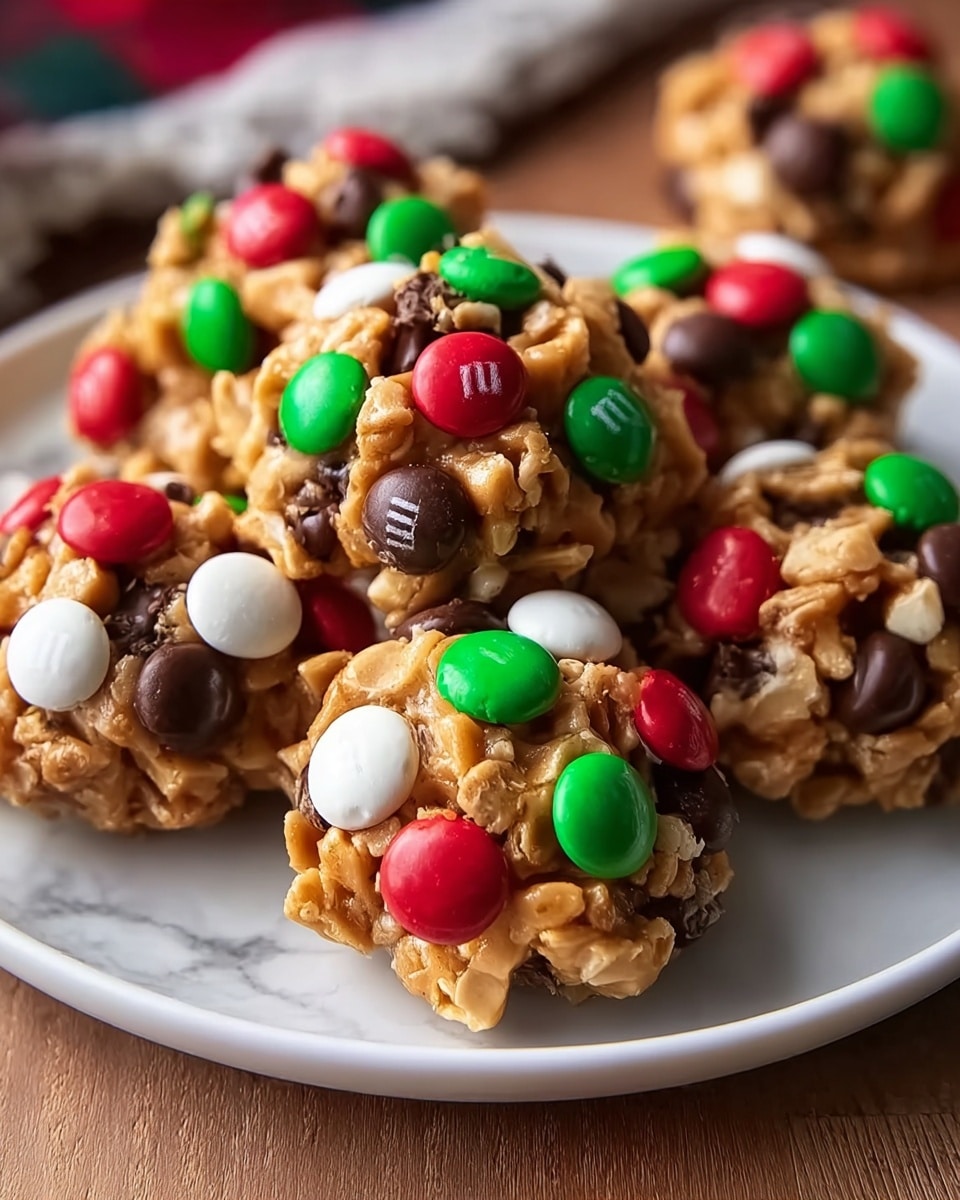 Christmas M&M Peanut Butter Clusters Recipe - Recipe Image