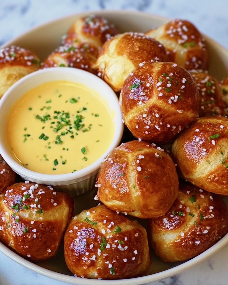Soft Pretzel Bites with Vegan Cheese Sauce Recipe - Recipe Image
