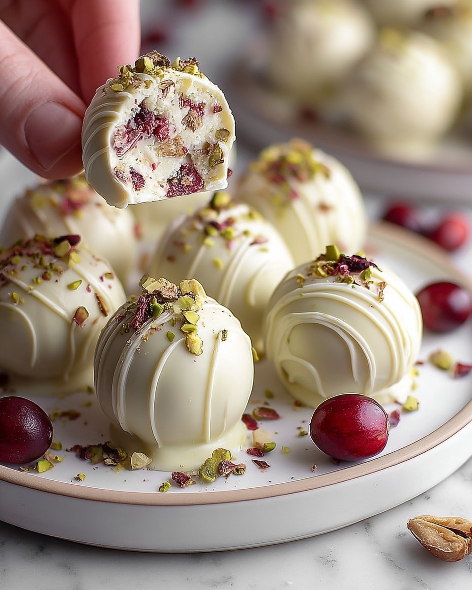 Cranberry Pistachio White Chocolate Truffles Recipe - Recipe Image