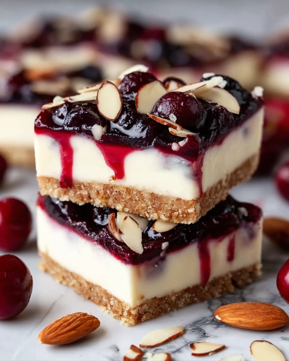Cherry Almond Cheesecake Bars Recipe - Recipe Image