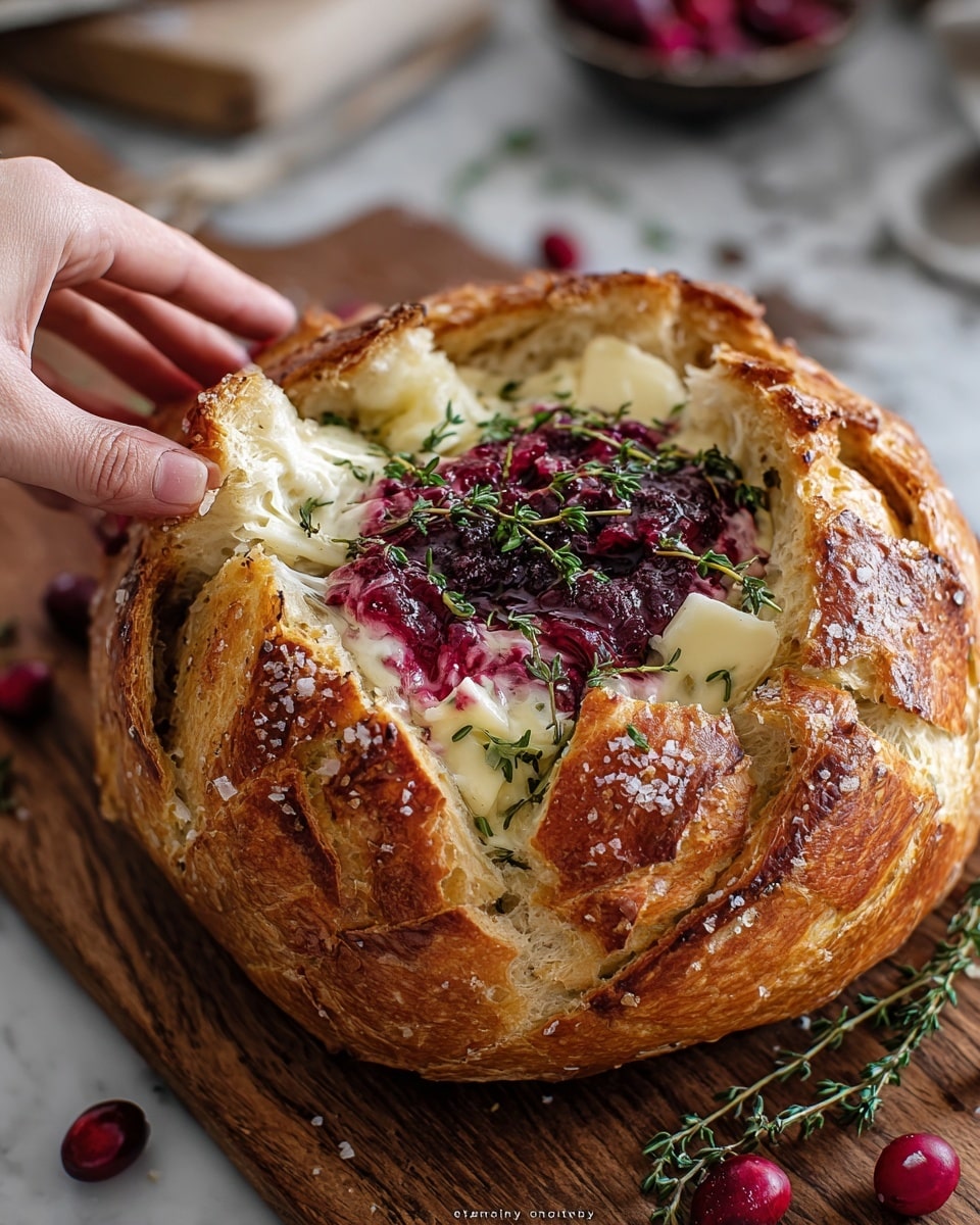 Baked Cranberry Brie Bread Bowl Recipe - Recipe Image