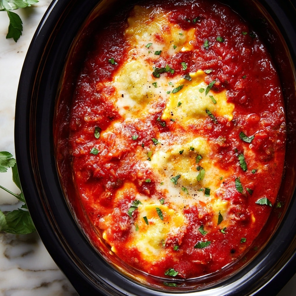 Crock Pot Cheesy Ravioli Recipe - Recipe Image