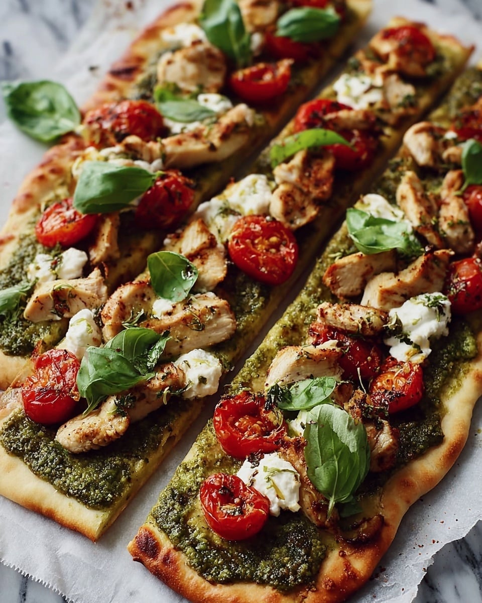 Easy Pesto Chicken Flatbread Recipe