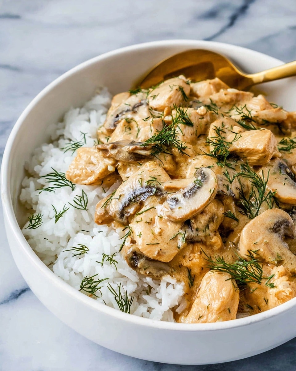 Chicken and Mushrooms in Creamy Dill Sauce Recipe