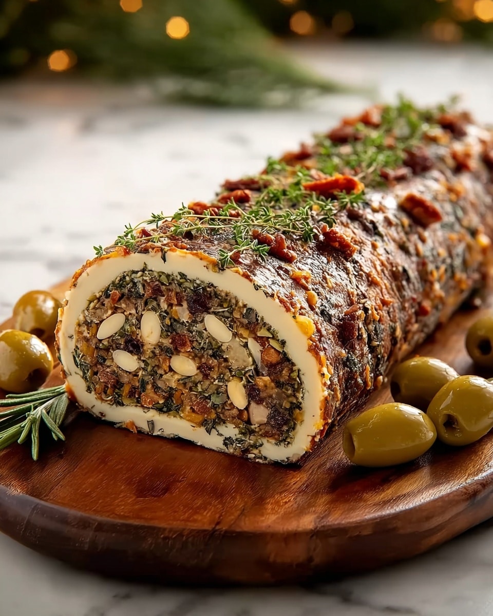 Mediterranean Olive Tapenade Cheese Log Recipe - Recipe Image