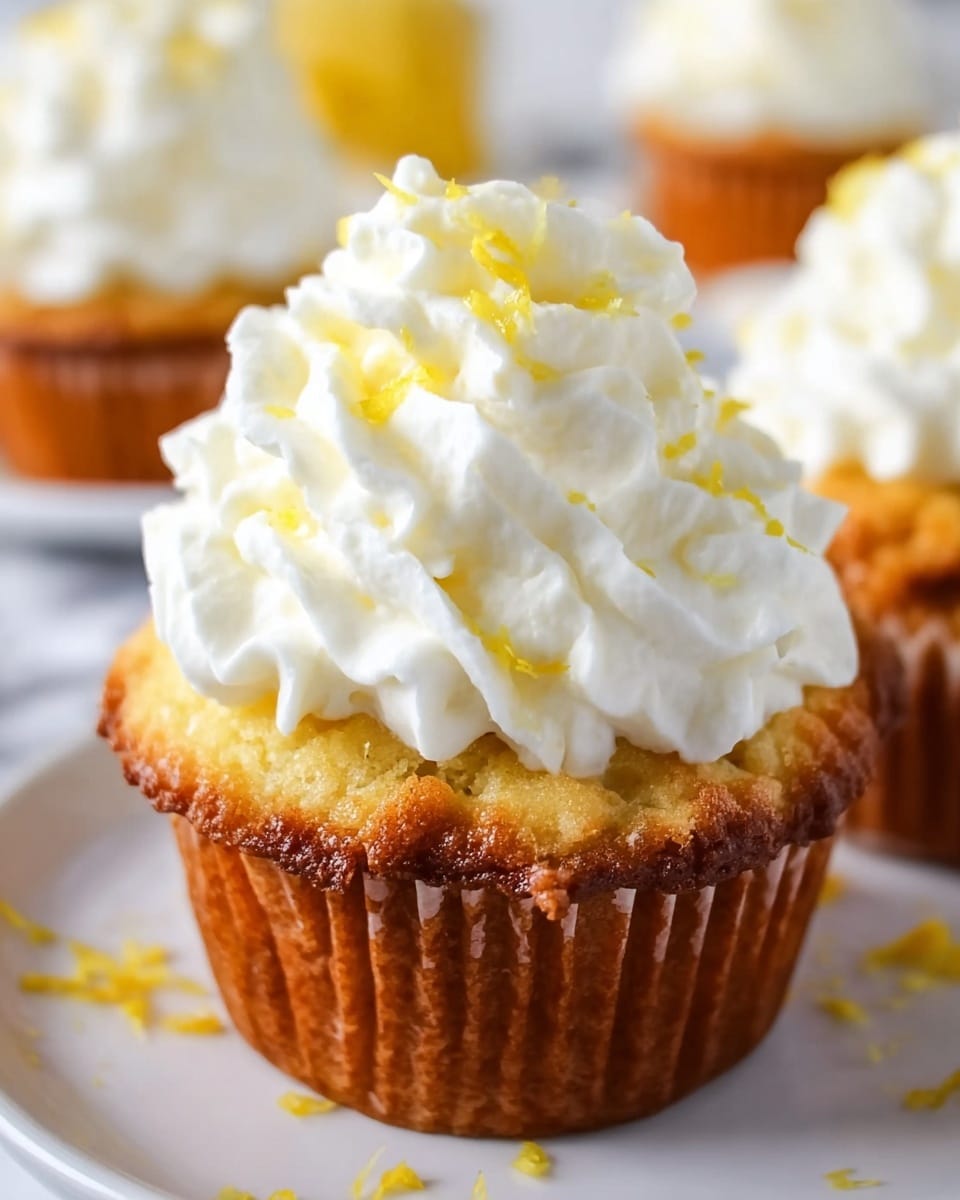 Lemon Muffins with Whipped Cream and Lemon Zest Recipe - Recipe Image