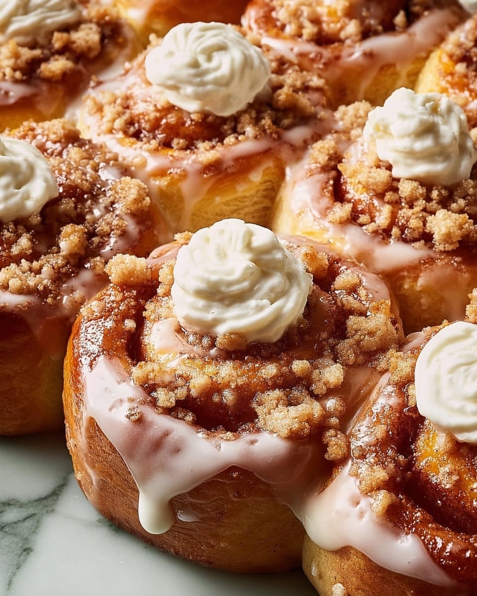 Peach Cobbler Cinnamon Rolls Recipe - Recipe Image