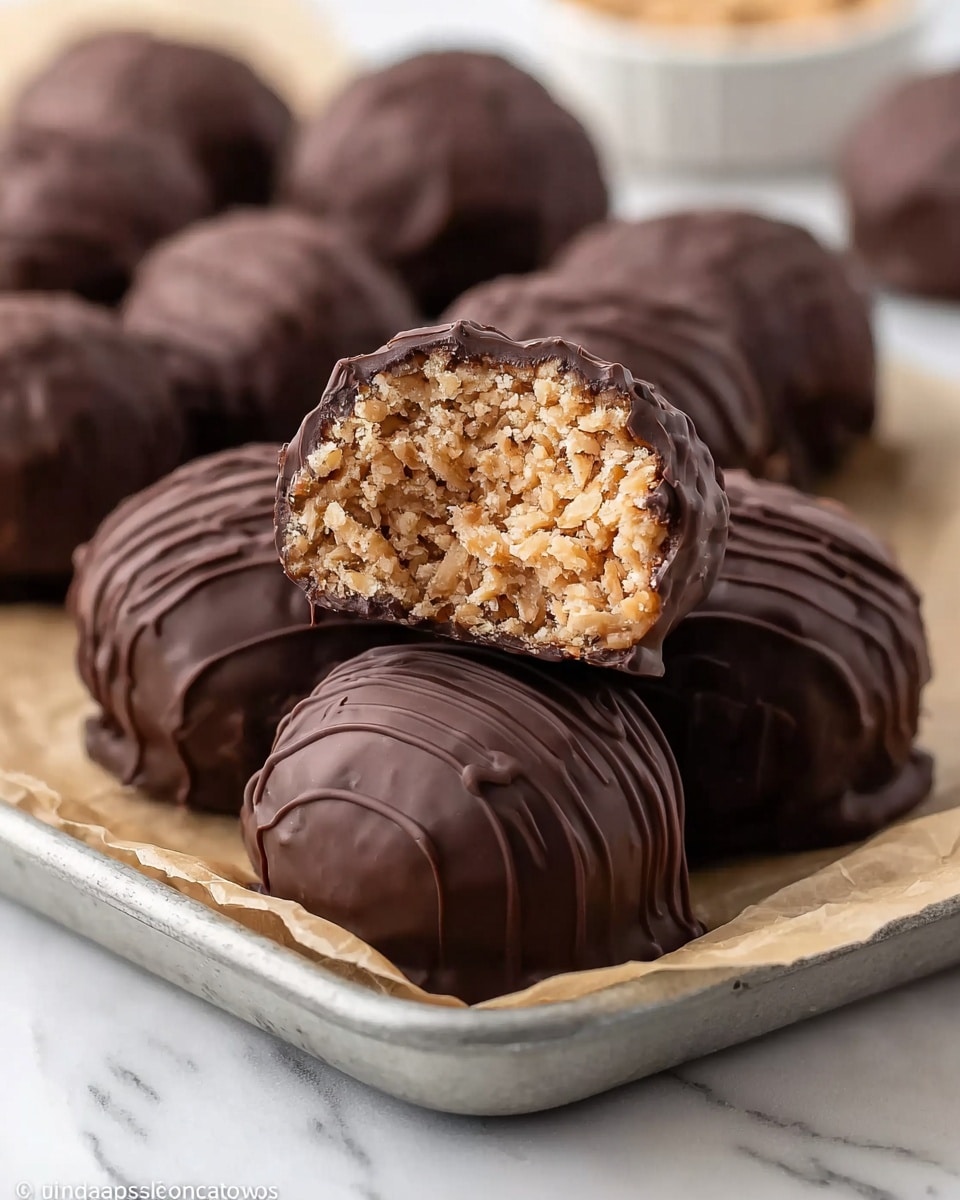 Chocolate-Coated Peanut Butter Rice Krispies Balls Recipe - Recipe Image