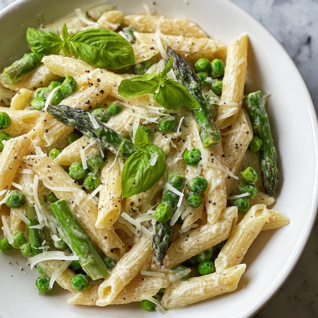Garlic Parmesan Spring Vegetable Pasta Recipe - Recipe Image