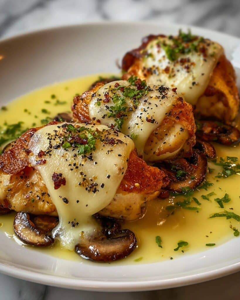 Cheesy Garlic Mushroom Stuffed Chicken Recipe